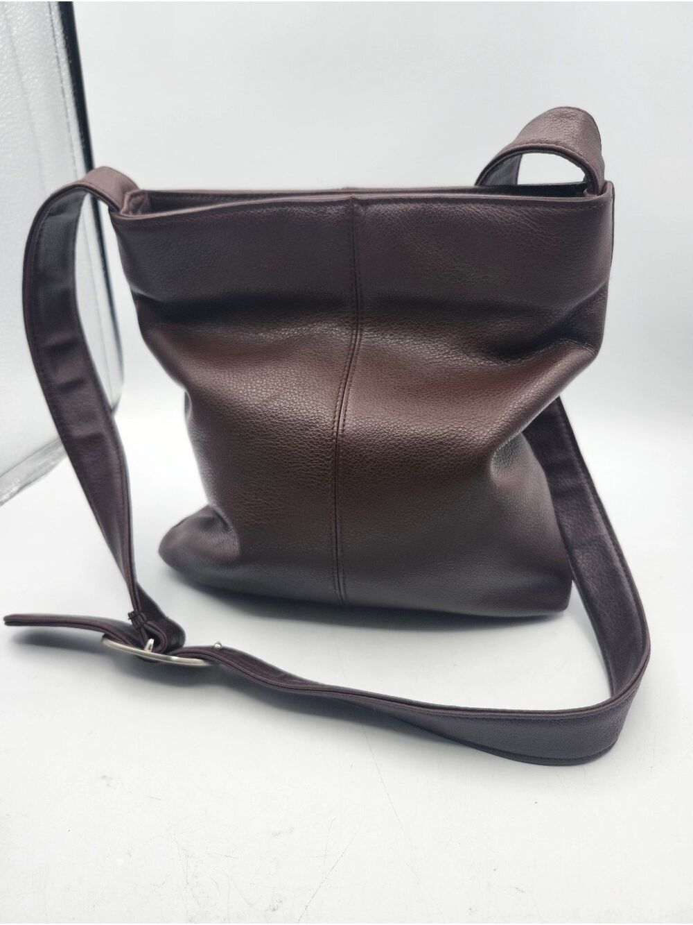 Slouchy Leather Crossbody Bag in Dark Brown